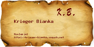 Krieger Bianka névjegykártya
